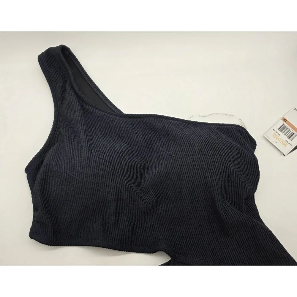 Michael Michael Kors Women One Piece Swimsuit Size 12 Black One Shoulder Cut Out